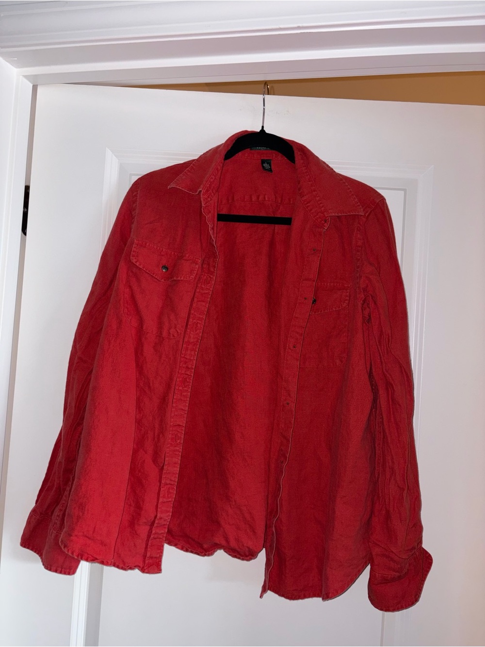 Ralph Lauren Red Button-Front Jean Jacket - Picture 1 of 4